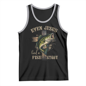 Even Jesus Had A Fish Story Tank Top Funny Fishermen Christian Cross TS11 Black Athletic Heather Print Your Wear