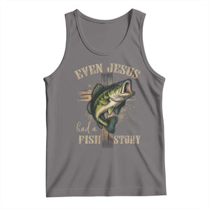 Even Jesus Had A Fish Story Tank Top Funny Fishermen Christian Cross TS11 Deep Heather Print Your Wear