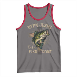 Even Jesus Had A Fish Story Tank Top Funny Fishermen Christian Cross TS11 Deep Heather Red Print Your Wear