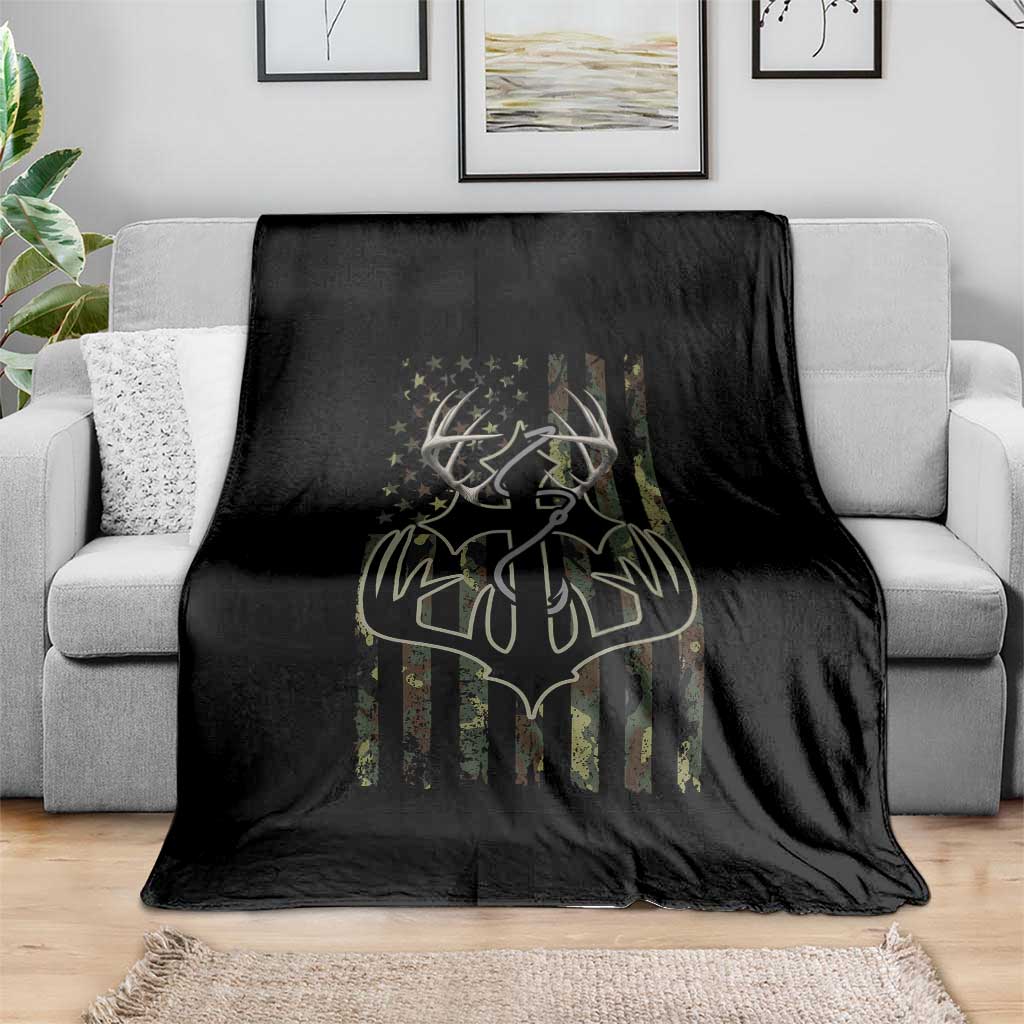 Faith Fishing Hunting Camo US Flag Cross With Hook Christian Throw Blanket TS11 Print Your Wear