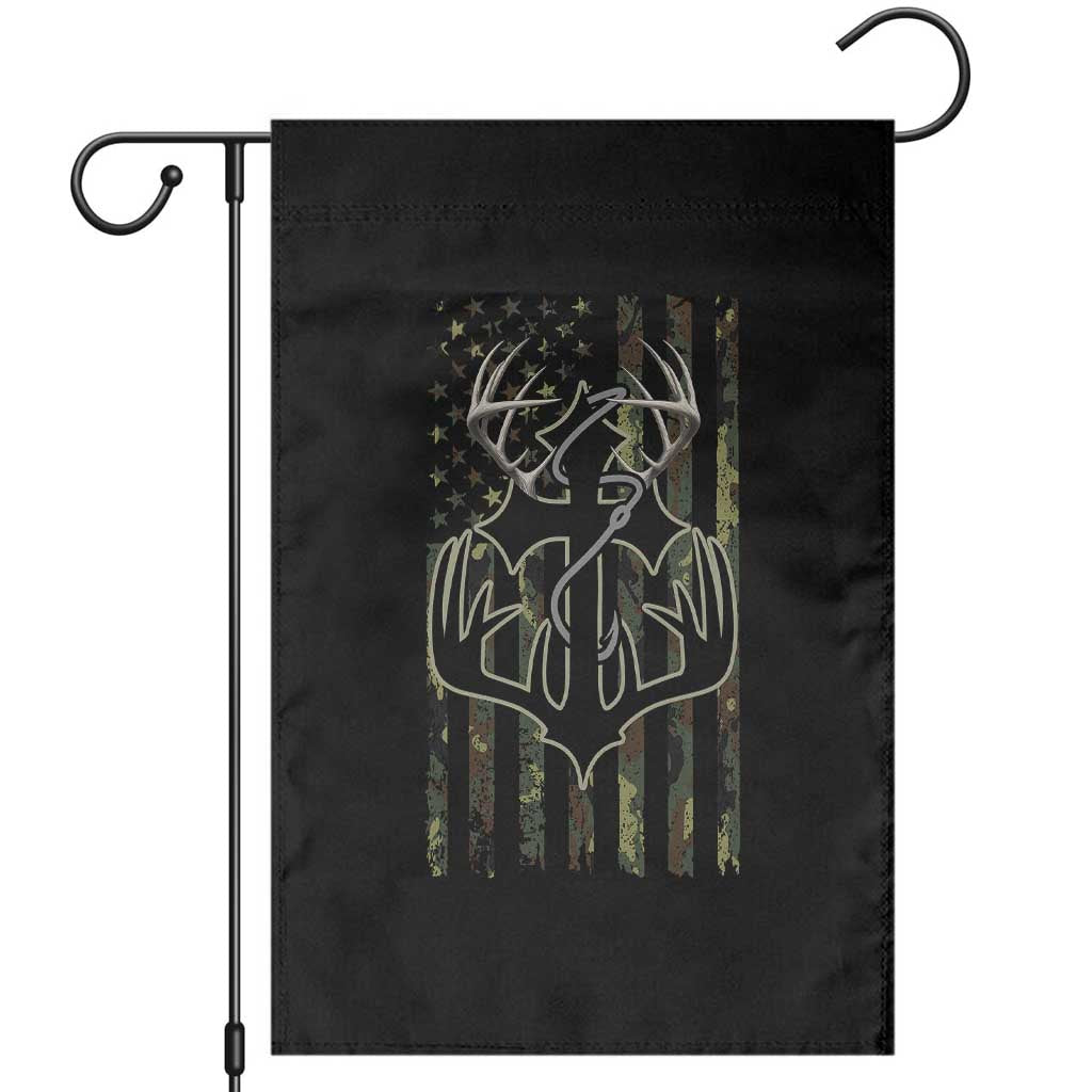 Faith Fishing Hunting Camo US Flag Cross With Hook Christian Garden Flag TS11 Black Print Your Wear