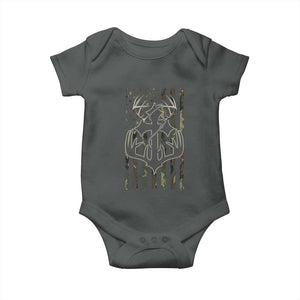 Faith Fishing Hunting Camo US Flag Cross With Hook Christian Baby Onesie TS11 Dark Heather Print Your Wear