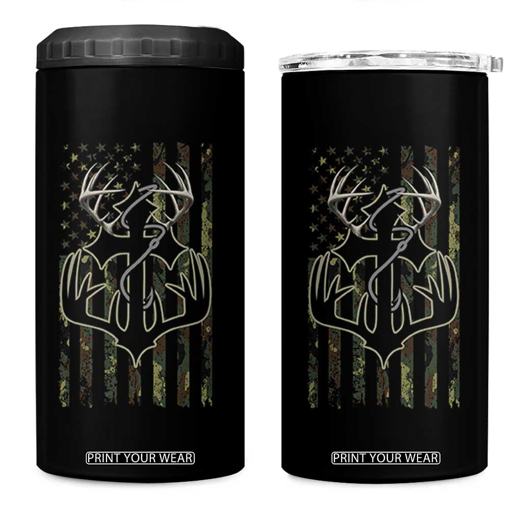 Faith Fishing Hunting Camo US Flag Cross With Hook Christian 4 in 1 Can Cooler Tumbler TS11 One Size: 16 oz Black Print Your Wear