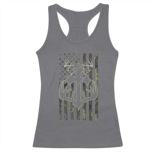 Faith Fishing Hunting Camo US Flag Cross With Hook Christian Racerback Tank Top - Print Your Wear