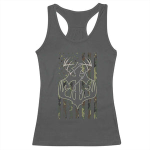 Faith Fishing Hunting Camo US Flag Cross With Hook Christian Racerback Tank Top TS11 Dark Heather Print Your Wear