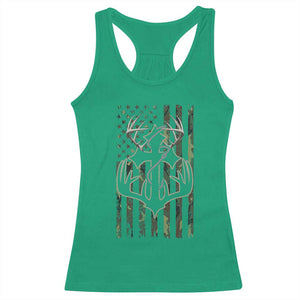 Faith Fishing Hunting Camo US Flag Cross With Hook Christian Racerback Tank Top - Print Your Wear