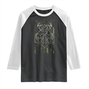 Faith Fishing Hunting Camo US Flag Cross With Hook Christian Raglan Shirt TS11 Black White Print Your Wear