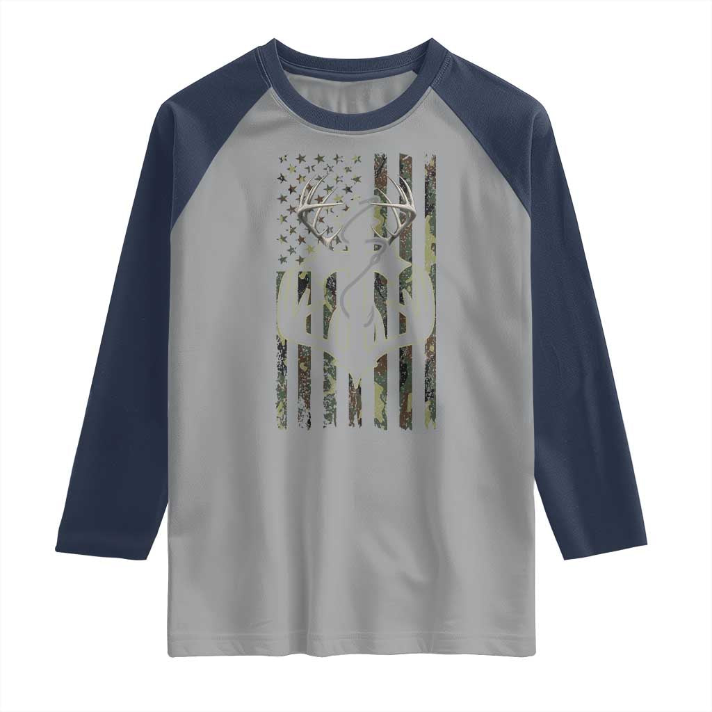 Faith Fishing Hunting Camo US Flag Cross With Hook Christian Raglan Shirt TS11 Sport Gray Navy Print Your Wear