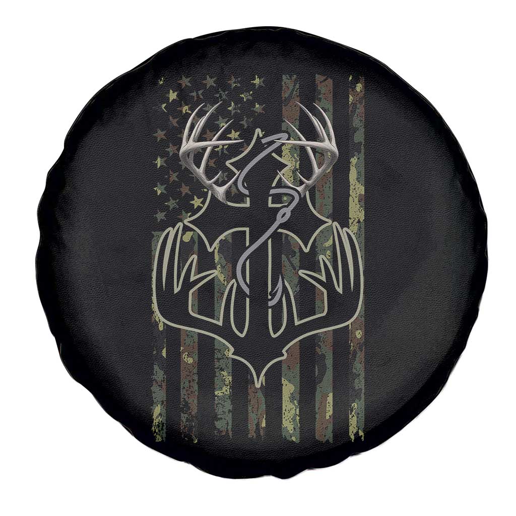 Faith Fishing Hunting Camo US Flag Cross With Hook Christian Spare Tire Cover TS11 Print Your Wear