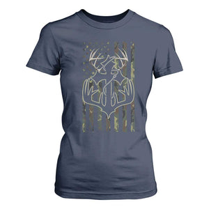 Faith Fishing Hunting Camo US Flag Cross With Hook Christian T Shirt For Women TS11 Navy Print Your Wear