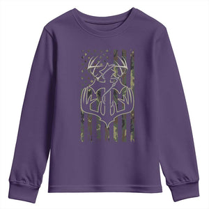 Faith Fishing Hunting Camo US Flag Cross With Hook Christian Youth Sweatshirt TS11 Purple Print Your Wear
