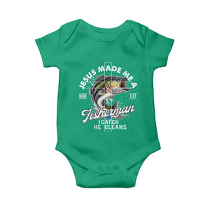 Jesus Made Me A Fisherman I Catch He Cleans Baby Onesie Christian Fisher TS11 Irish Green Print Your Wear