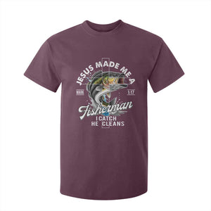 Jesus Made Me A Fisherman I Catch He Cleans T Shirt For Kid Christian Fisher TS11 Maroon Print Your Wear