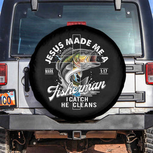 Jesus Made Me A Fisherman I Catch He Cleans Spare Tire Cover Christian Fisher TS11 No hole Black Print Your Wear