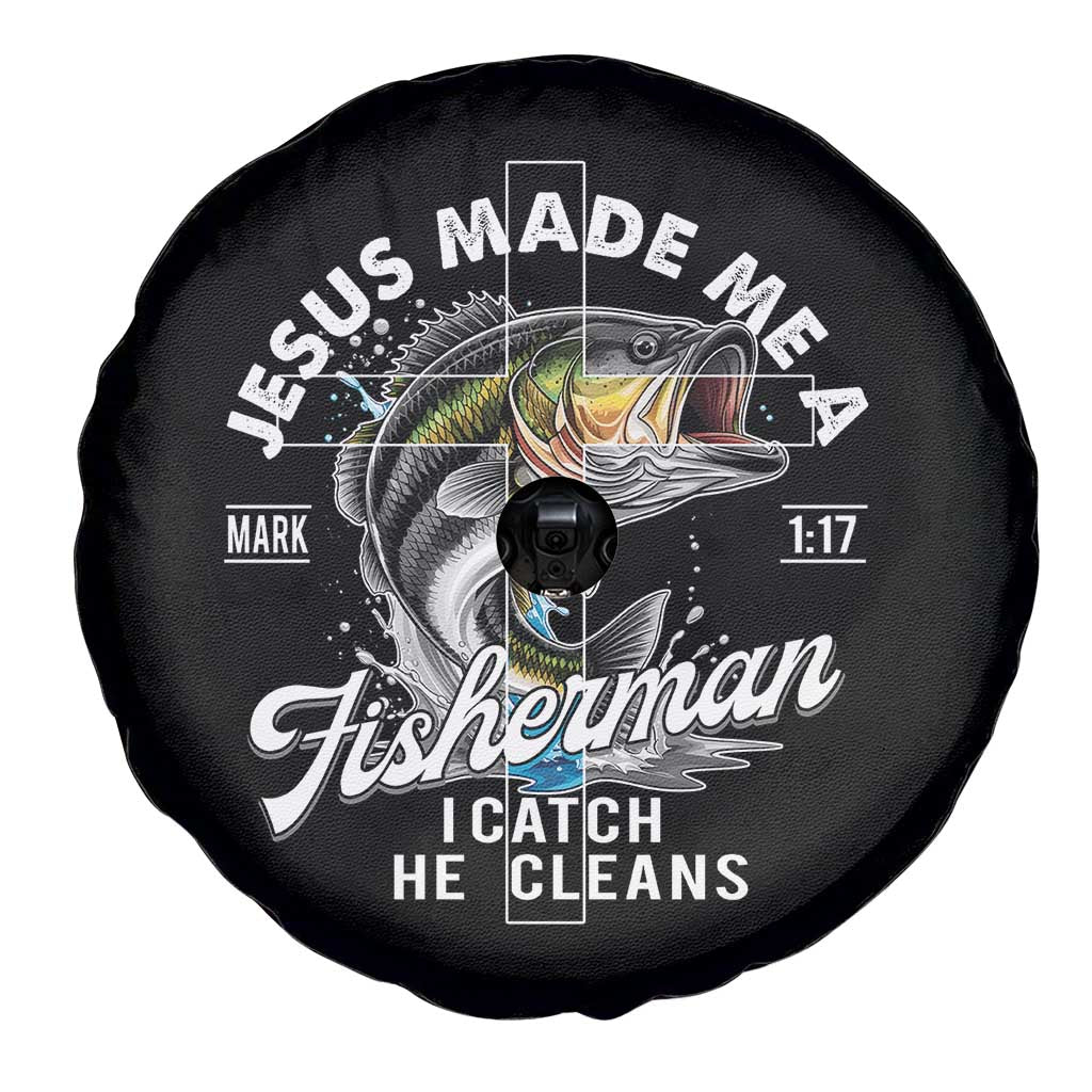Jesus Made Me A Fisherman I Catch He Cleans Spare Tire Cover Christian Fisher TS11 Print Your Wear
