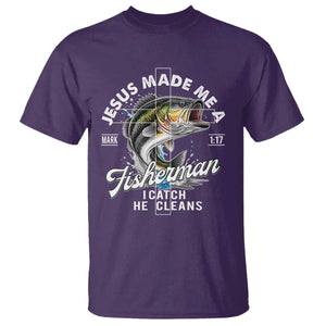 Jesus Made Me A Fisherman I Catch He Cleans T Shirt Christian Fisher TS11 Purple Print Your Wear