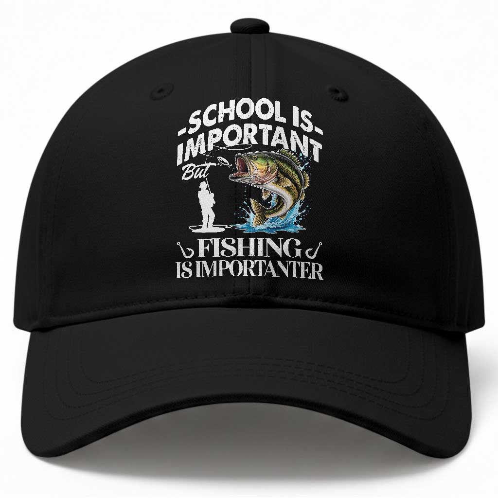 Funny School Is Important But Fishing Is Importanter Baseball Cap Fishing Lover TS11 Print Your Wear
