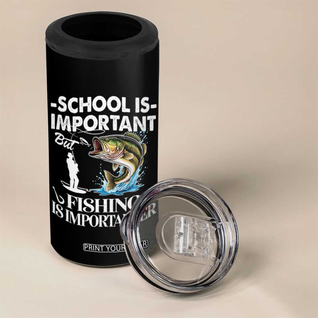 Funny School Is Important But Fishing Is Importanter 4 in 1 Can Cooler Tumbler Fishing Lover TS11 Print Your Wear