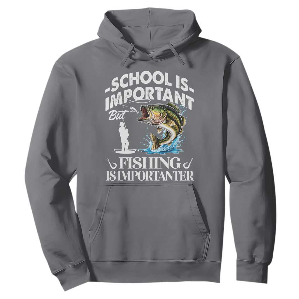 Funny School Is Important But Fishing Is Importanter Hoodie Fishing Lover TS11 Charcoal Print Your Wear