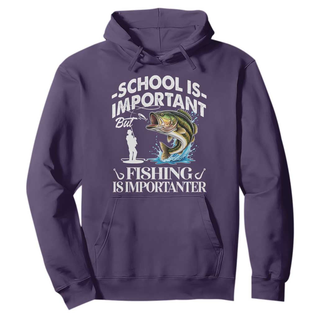 Funny School Is Important But Fishing Is Importanter Hoodie Fishing Lover TS11 Purple Print Your Wear