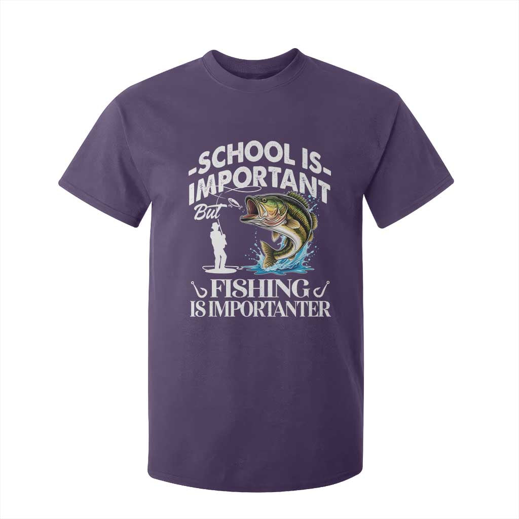 Funny School Is Important But Fishing Is Importanter T Shirt For Kid Fishing Lover TS11 Purple Print Your Wear