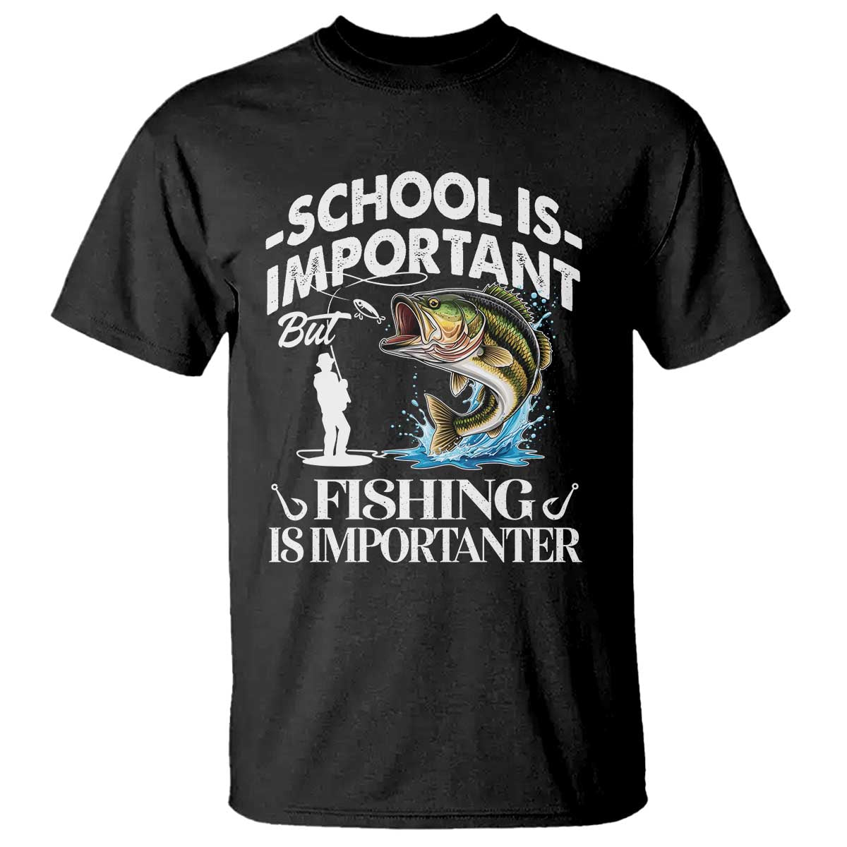 Funny School Is Important But Fishing Is Importanter T Shirt Fishing Lover TS11 Black Print Your Wear