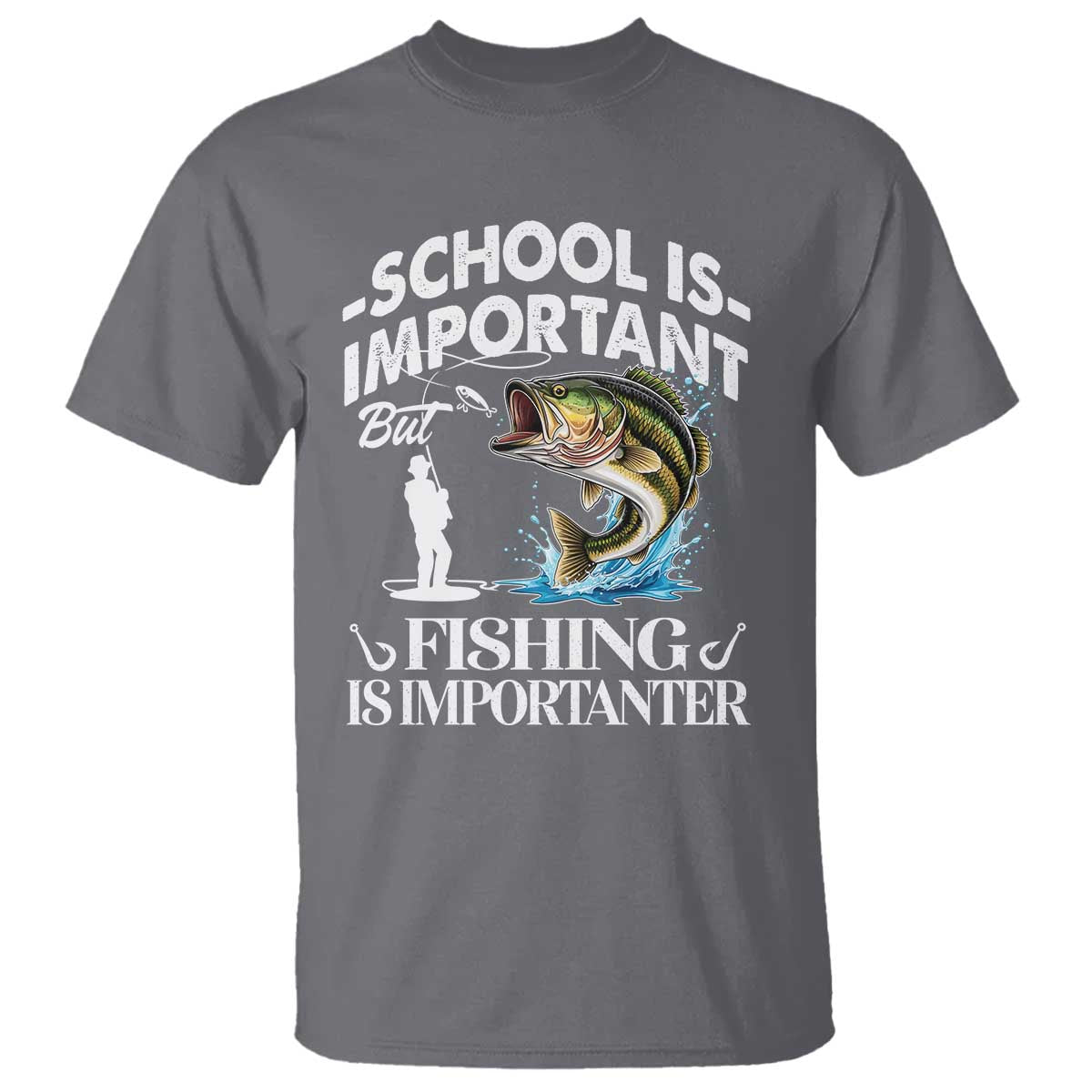 Funny School Is Important But Fishing Is Importanter T Shirt Fishing Lover TS11 Charcoal Print Your Wear