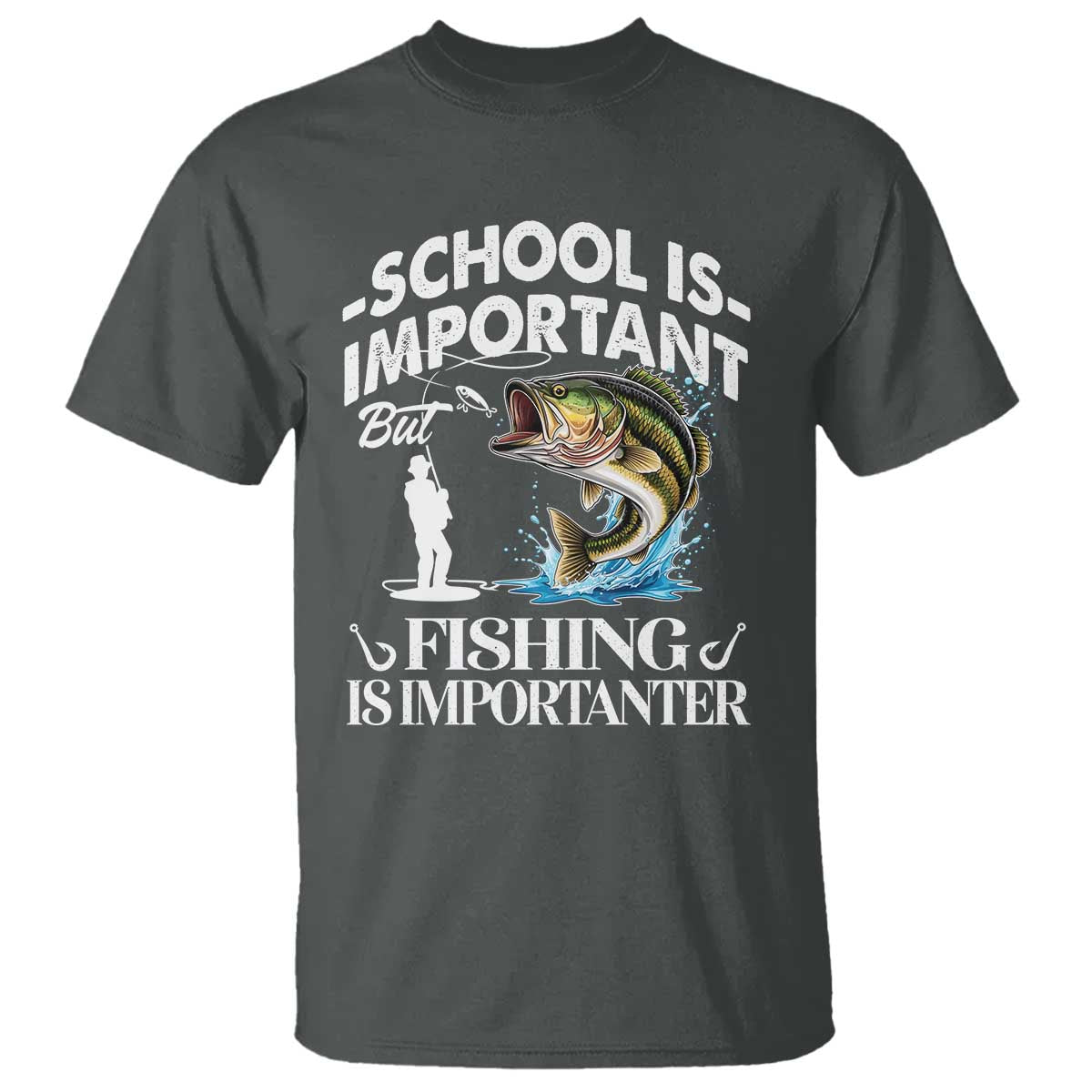 Funny School Is Important But Fishing Is Importanter T Shirt Fishing Lover TS11 Dark Heather Print Your Wear