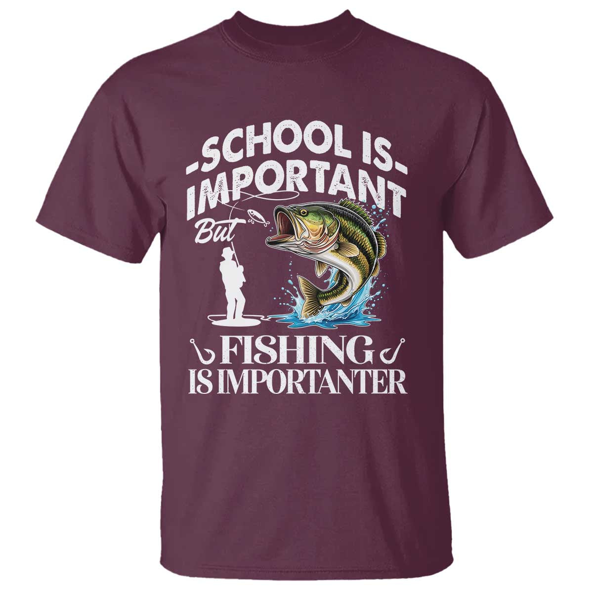 Funny School Is Important But Fishing Is Importanter T Shirt Fishing Lover TS11 Maroon Print Your Wear