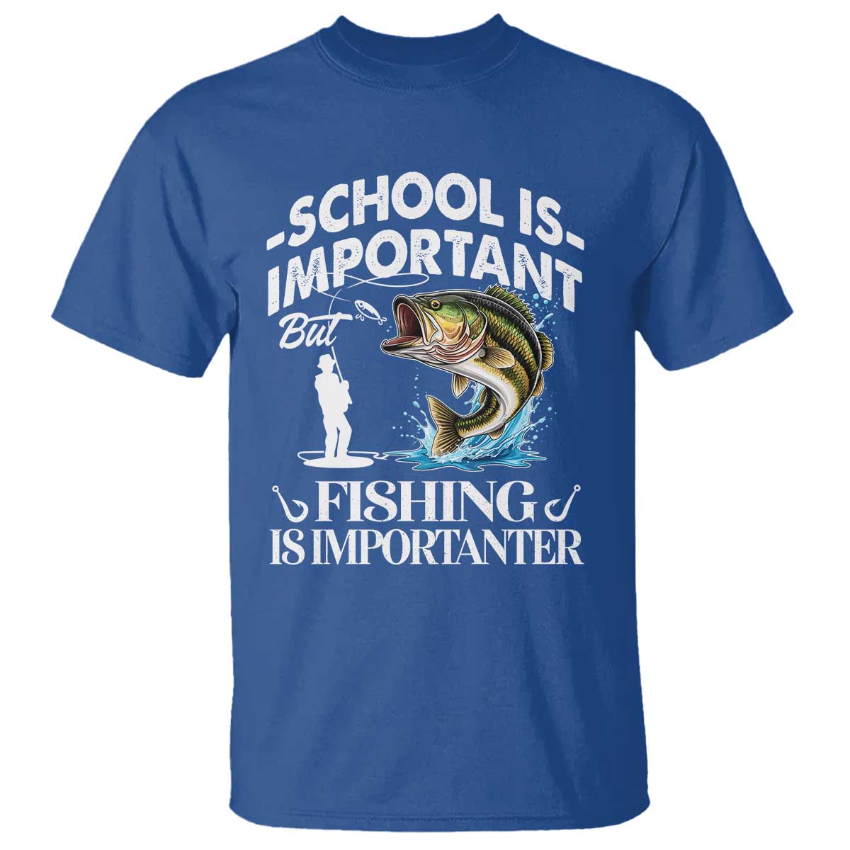 Funny School Is Important But Fishing Is Importanter T Shirt Fishing Lover TS11 Royal Blue Print Your Wear