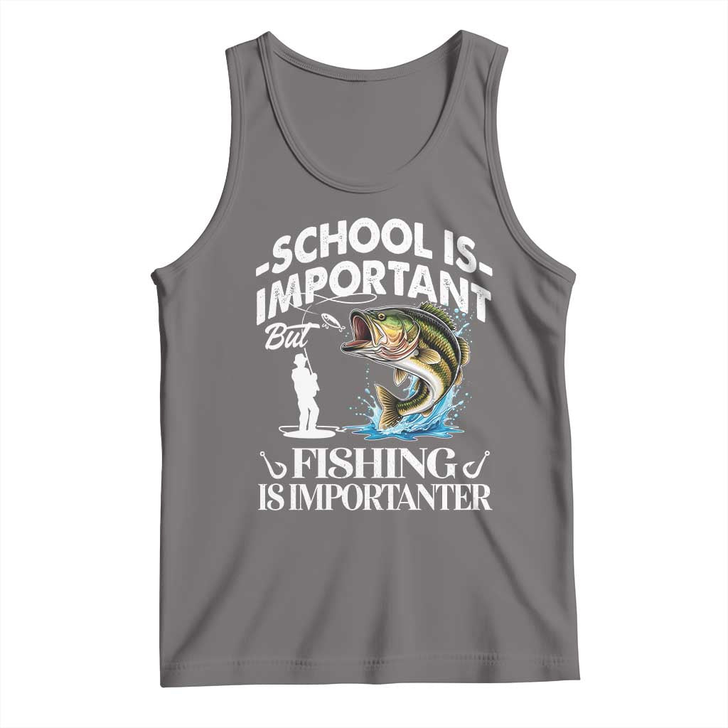 Funny School Is Important But Fishing Is Importanter Tank Top Fishing Lover TS11 Deep Heather Print Your Wear