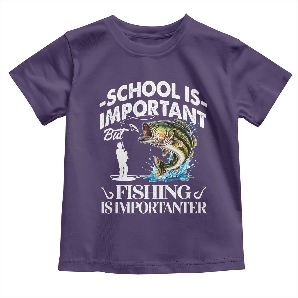 Funny School Is Important But Fishing Is Importanter Toddler T Shirt Fishing Lover TS11 Purple Print Your Wear
