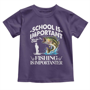 Funny School Is Important But Fishing Is Importanter Toddler T Shirt Fishing Lover TS11 Purple Print Your Wear