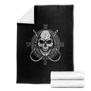 Funny Fishing Lover Throw Blanket Pirate Skull Fishing Hook Compass TS11 Black Print Your Wear