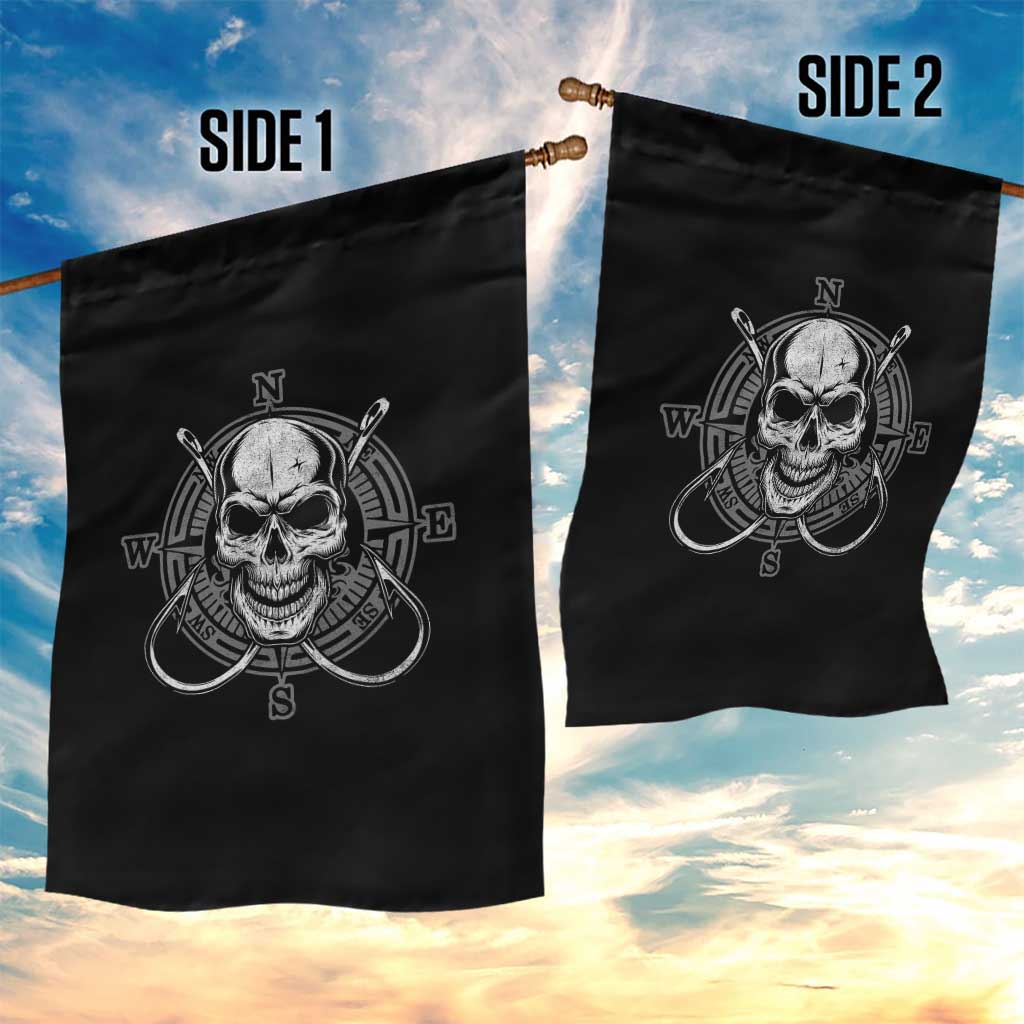 Funny Fishing Lover Garden Flag Pirate Skull Fishing Hook Compass TS11 Print Your Wear