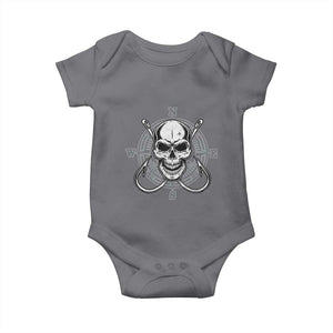 Funny Fishing Lover Baby Onesie Pirate Skull Fishing Hook Compass TS11 Charcoal Print Your Wear