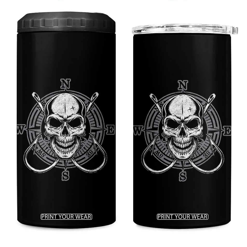 Funny Fishing Lover 4 in 1 Can Cooler Tumbler Pirate Skull Fishing Hook Compass TS11 One Size: 16 oz Black Print Your Wear
