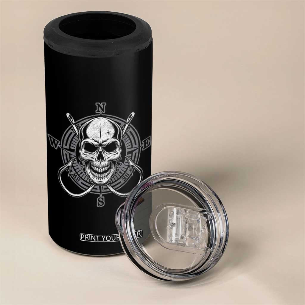 Funny Fishing Lover 4 in 1 Can Cooler Tumbler Pirate Skull Fishing Hook Compass TS11 Print Your Wear