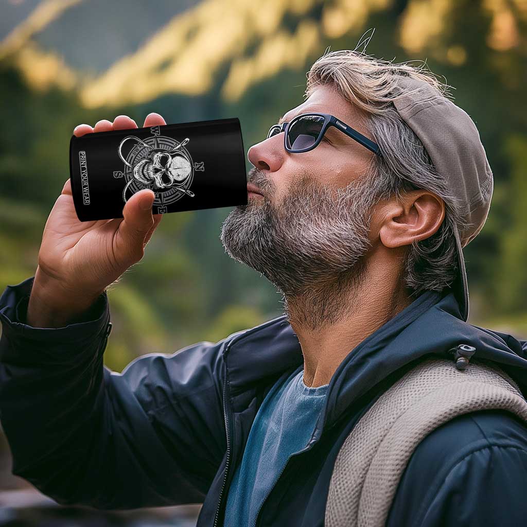 Funny Fishing Lover 4 in 1 Can Cooler Tumbler Pirate Skull Fishing Hook Compass TS11 Print Your Wear