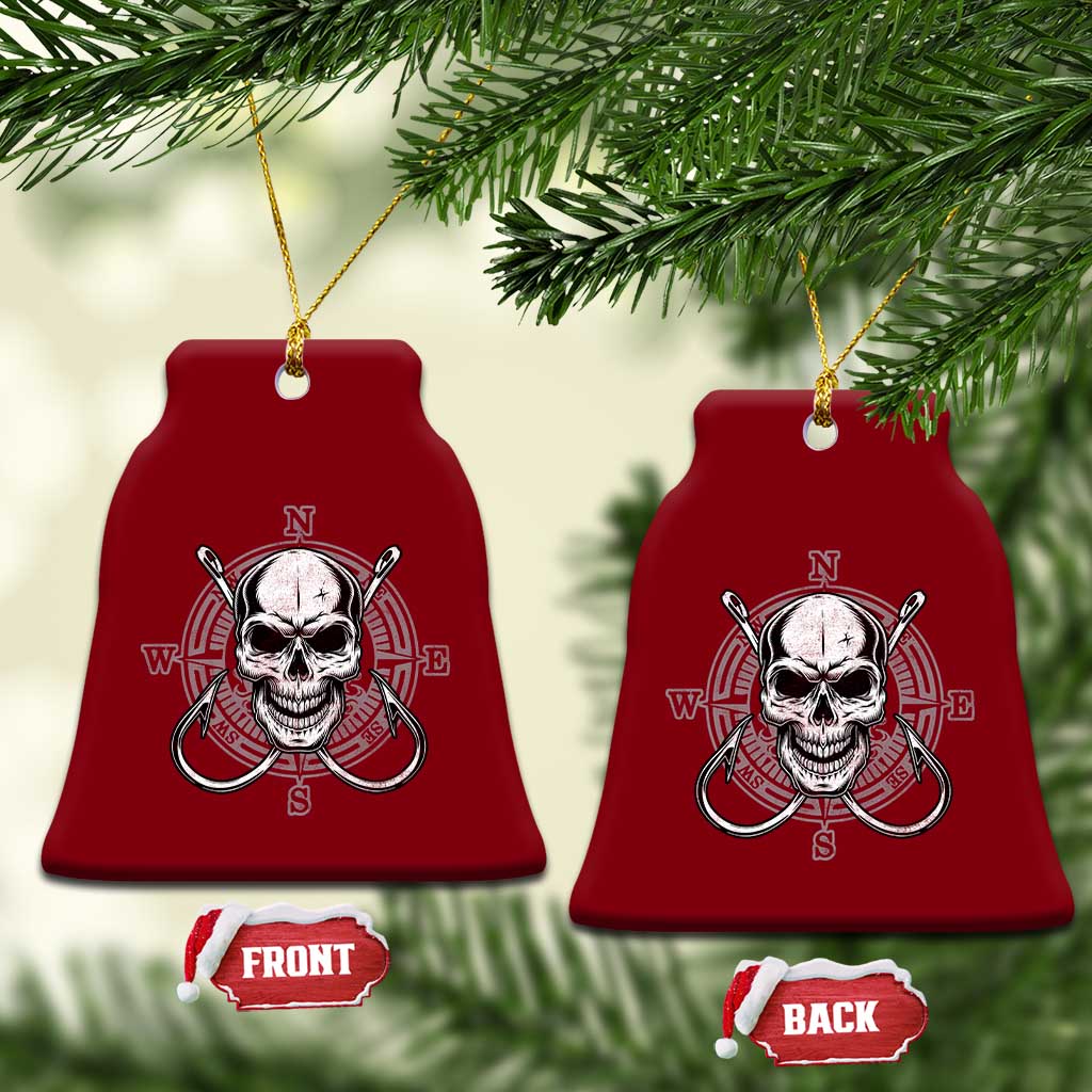 Funny Fishing Lover Ceramic Ornament Pirate Skull Fishing Hook Compass TS11 Print Your Wear
