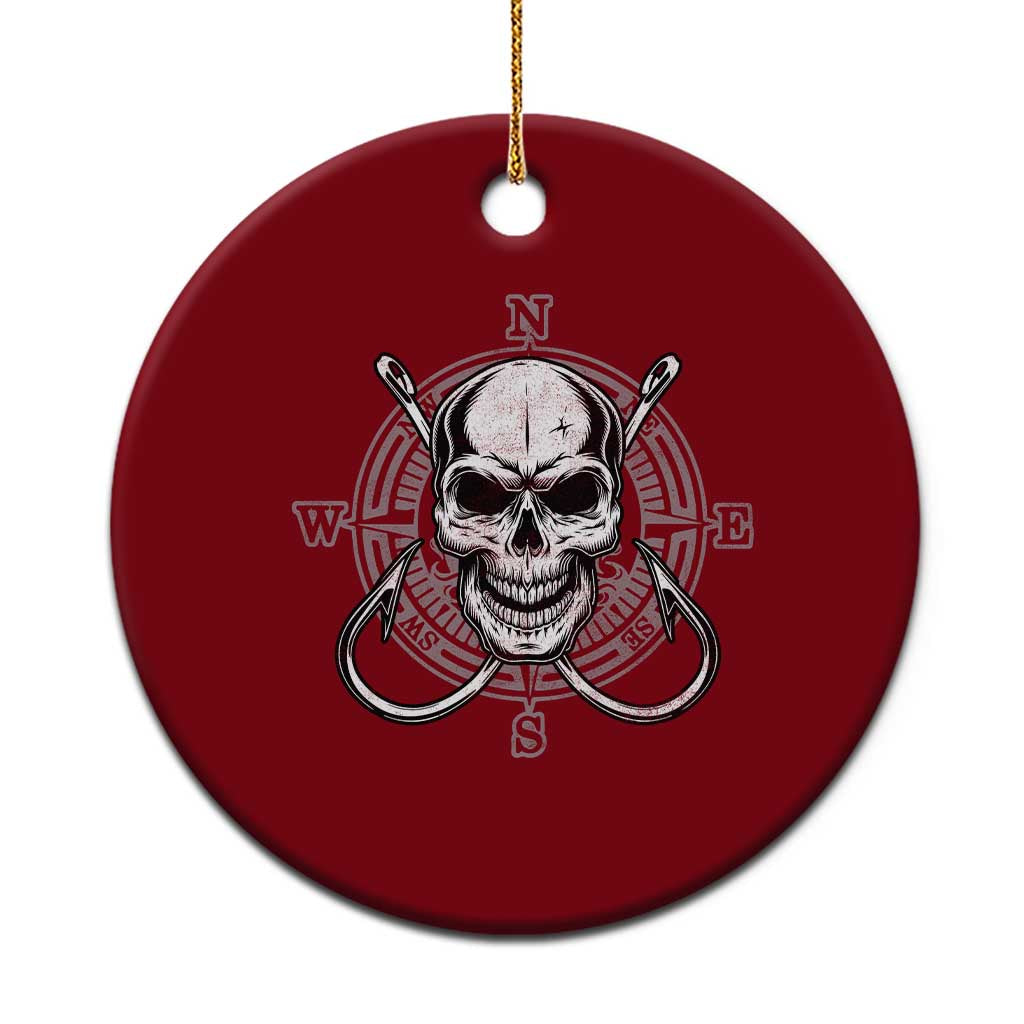 Funny Fishing Lover Ceramic Ornament Pirate Skull Fishing Hook Compass TS11 1pc Red Print Your Wear