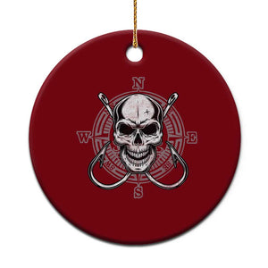 Funny Fishing Lover Ceramic Ornament Pirate Skull Fishing Hook Compass TS11 1pc Red Print Your Wear