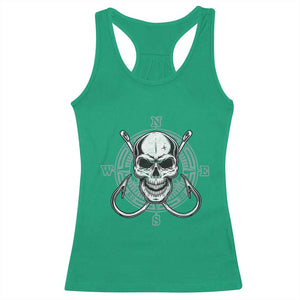 Funny Fishing Lover Racerback Tank Top Pirate Skull Fishing Hook Compass TS11 Irish Green Print Your Wear
