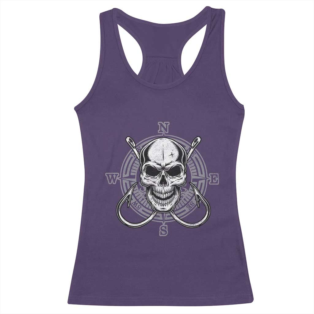 Funny Fishing Lover Racerback Tank Top Pirate Skull Fishing Hook Compass TS11 Purple Print Your Wear