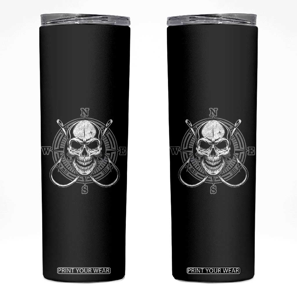 Funny Fishing Lover Skinny Tumbler Pirate Skull Fishing Hook Compass TS11 Black Print Your Wear