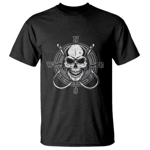 Funny Fishing Lover T Shirt Pirate Skull Fishing Hook Compass TS11 Black Print Your Wear
