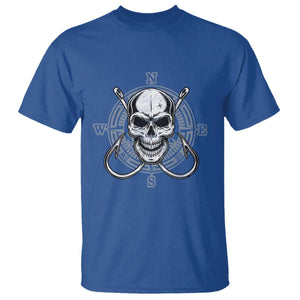 Funny Fishing Lover T Shirt Pirate Skull Fishing Hook Compass TS11 Royal Blue Print Your Wear