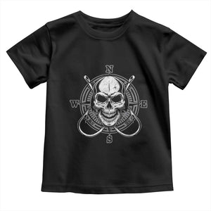 Funny Fishing Lover Toddler T Shirt Pirate Skull Fishing Hook Compass TS11 Black Print Your Wear