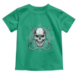 Funny Fishing Lover Toddler T Shirt Pirate Skull Fishing Hook Compass TS11 Irish Green Print Your Wear