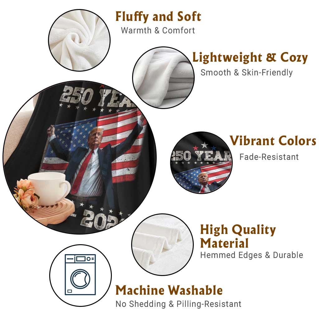 Trump 250th Anniversary Throw Blanket 250 Years America Vintage USA Flag TS11 Print Your Wear